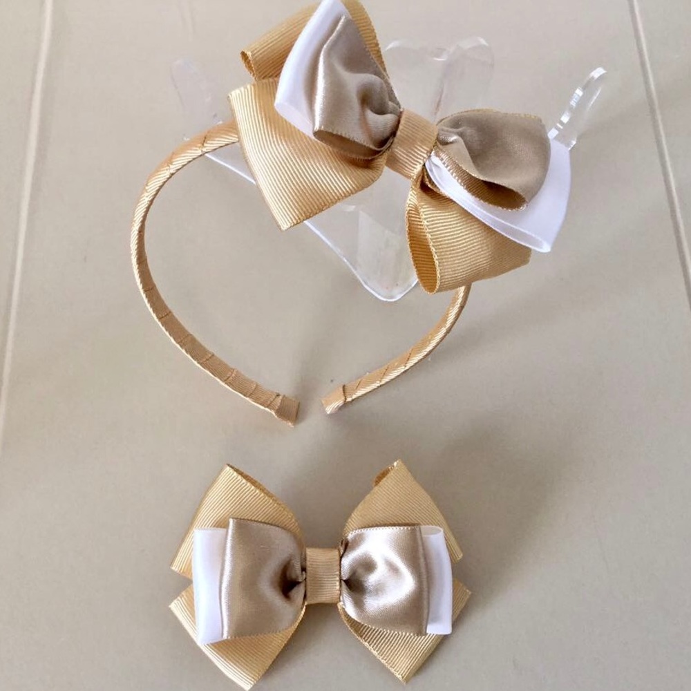 Gold Hairband & Bow Set